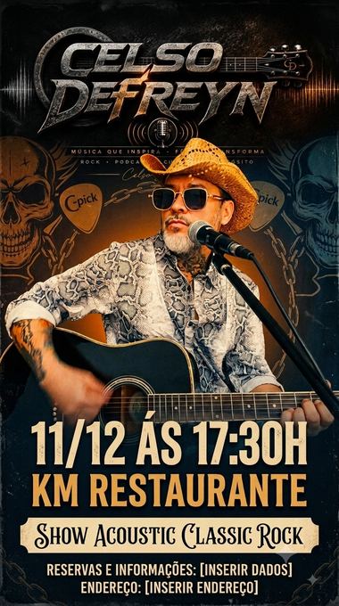 Próximo show — 11/12, KM Restaurante, 17:30h