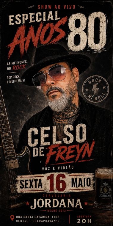 Flyer show — Especial Anos 80, Cervejaria Jordana